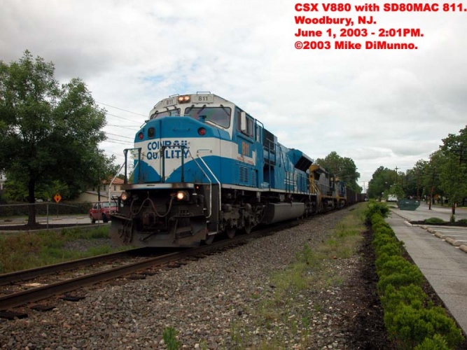 CSX V877 with SD80MAC at Woodbury, NJ.