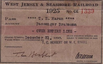 WJ&S Pass 1925 From the collection of Tony Beatrice 