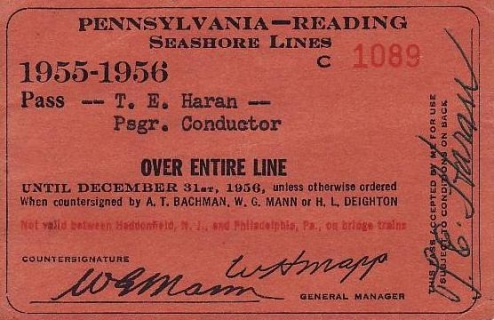 P-RSL Pass 1955-1956 From the collection of Tony Beatrice